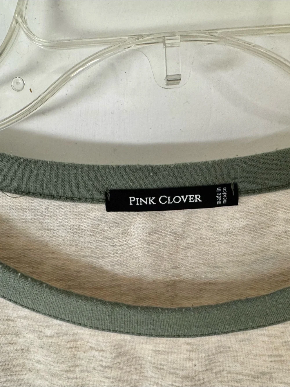 Pink Clover Iggy Short Sleeve Knit Top Cream with Sage Trim - Picture 6 of 10